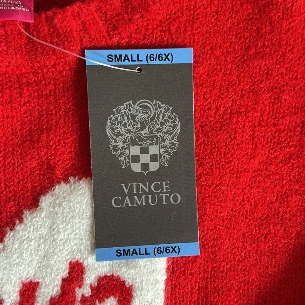 Girl's Vince Camuto Love Heart Valentine's Day Red and White Sweater -NWT